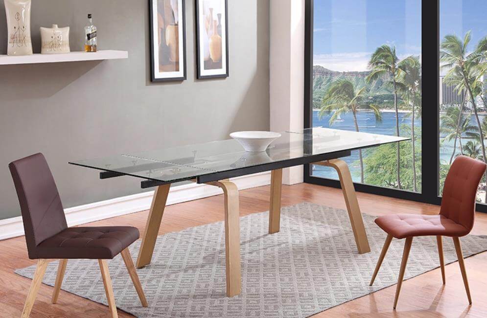 Glacier - Extendable glass & ceramic dining table, dining chair China  manufacturer