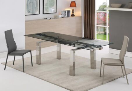 Durable extendable glass dining table with stylish design