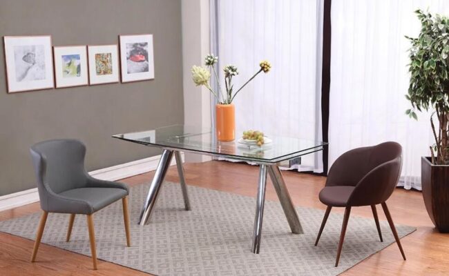 Extendable Glass Dining Table with chair Unit Yacht