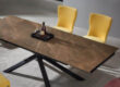 modern dining table with brown color ceramic tabletop