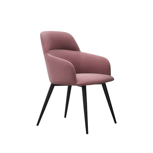 Dining Chair With Faux Leather Fabric, Dark Pink Leather Dining Chairs