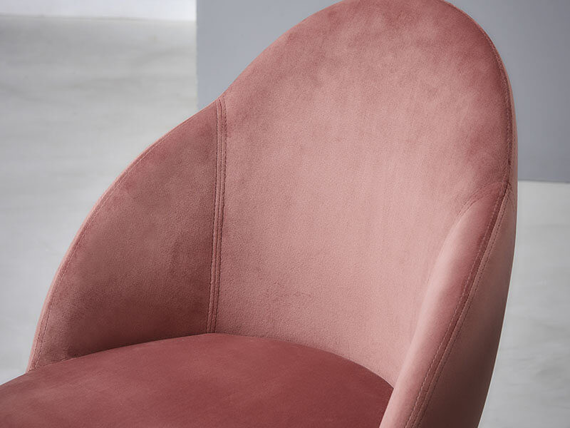 velvet fabric backing of dining chair dc1089