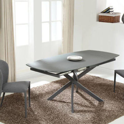 DT8827 mesa extensible de cristal templado con estructura metálica