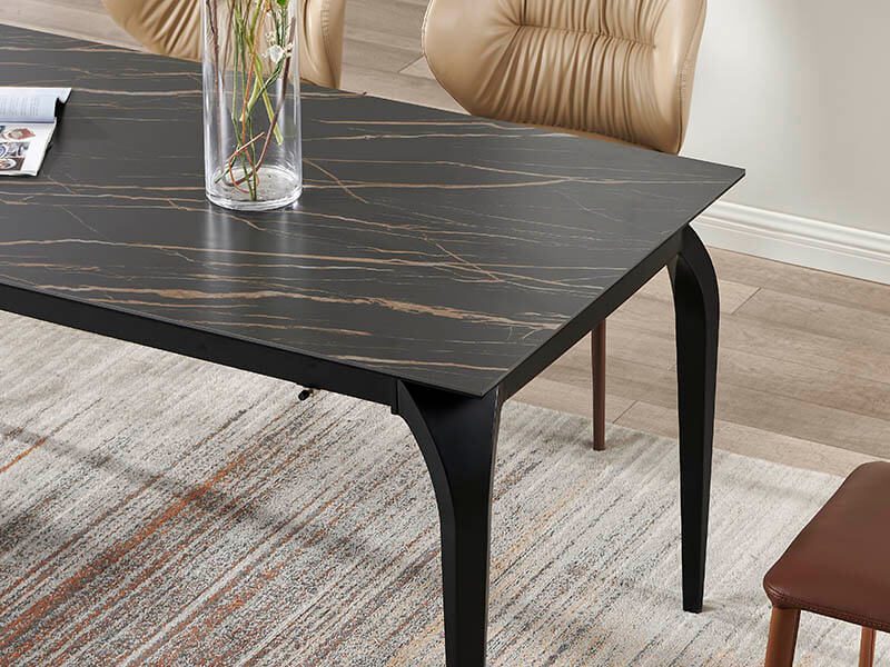 DT8937-ceramiczny stół z metalową ramą i czarnym blatem ceramicznym Laurent Gold