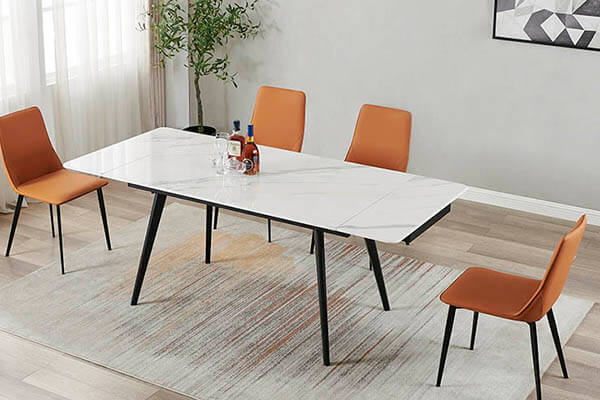 DT8953 ceramic table with faux leather chairs