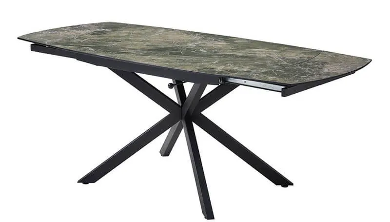 Tempered glass dining table DT8858 with natural grain and extendable function