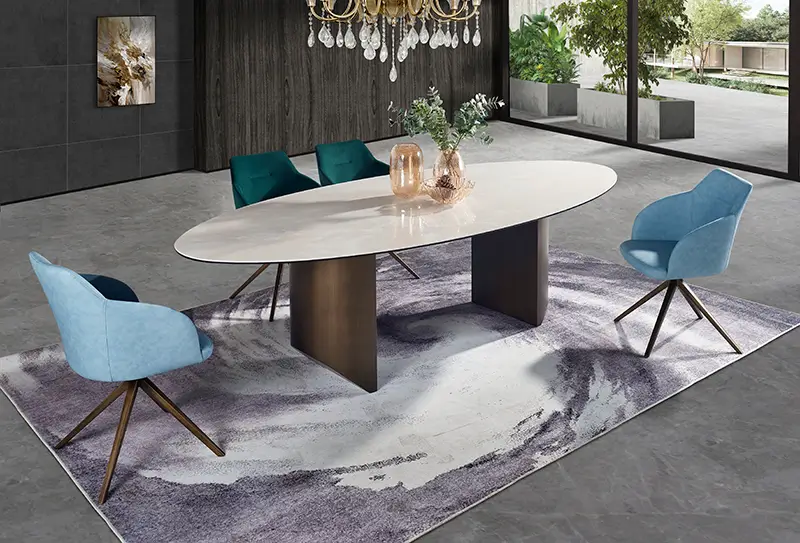 Mesa de cerámica de forma ovalada, mesa de lujo -DT9065 (1)